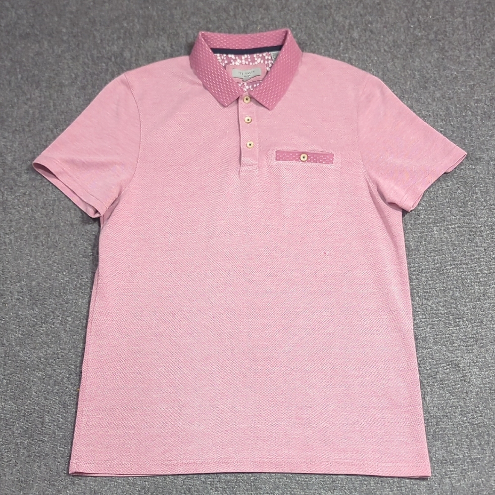 Ted Baker Light‎ Pink Polo Shirt with Patterned Collar